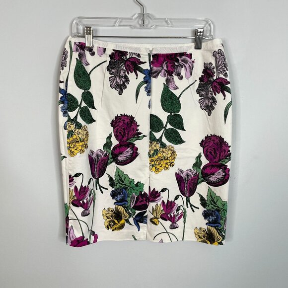 New York & Company Womens Pencil Skirt Size 10 Ivory COUNTRY FLORAL Corpcore - Picture 2 of 12